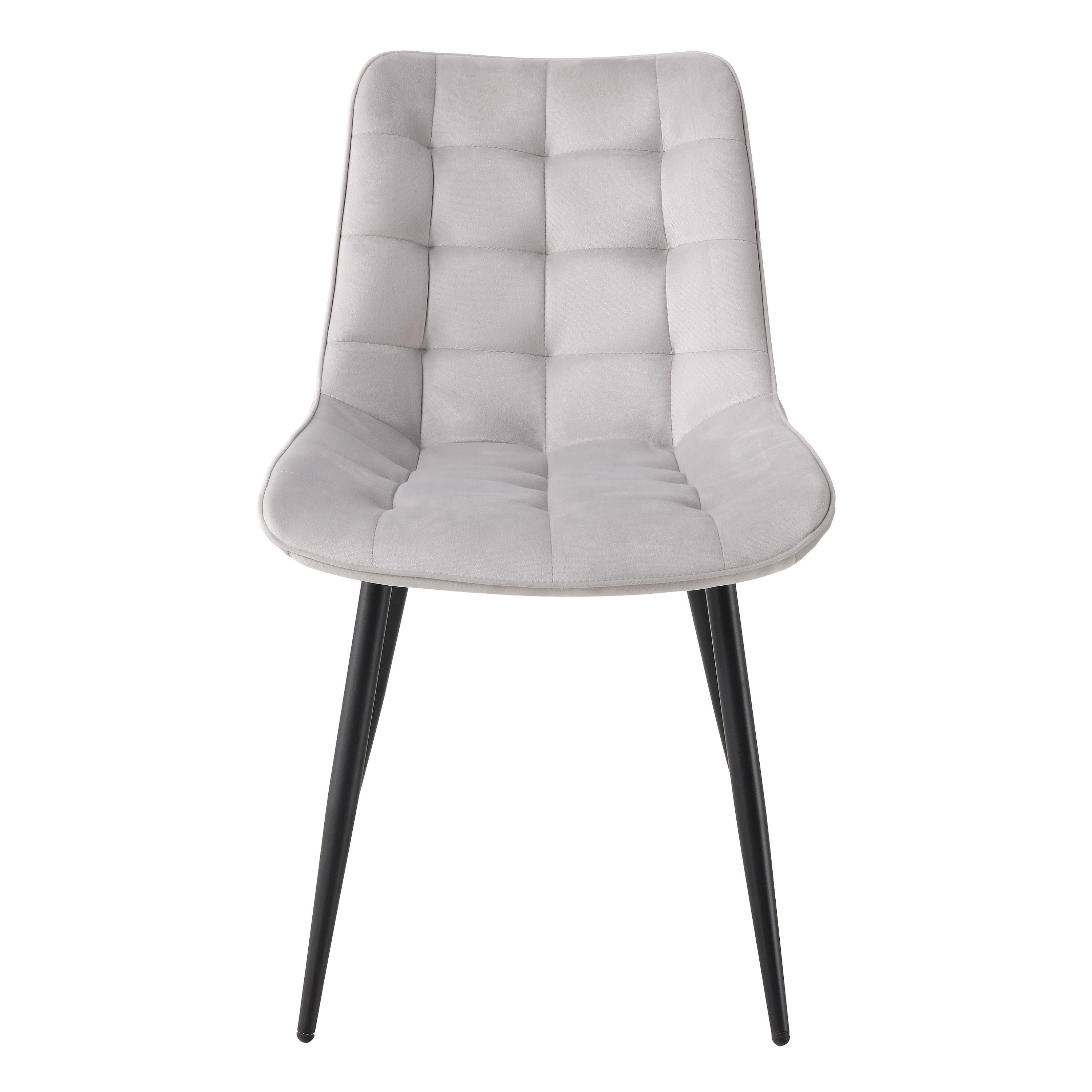 BHS LIVING Esszimmerstuhl, Küchenstuhl, Stuhl für den Wartebereich -BHS SERENA- Polstersessel mit Samtstoff hellgrau 55x53x88 cm